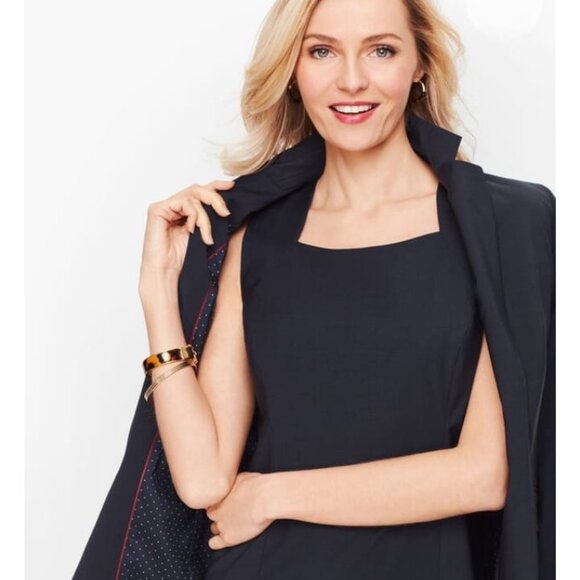 Talbots Seasonless Wool Blend Sleeveless Navy Blue Sheath Dress Size 18 NWOT - Picture 9 of 12